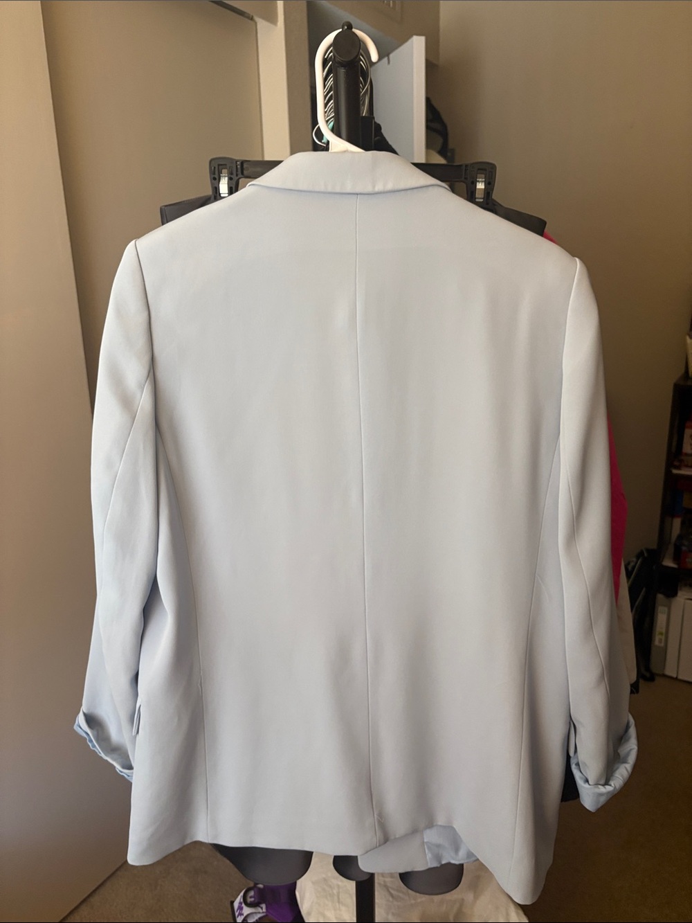 Light Blue Women's Blazer Jacket - Classic Open Front - Picture 3 of 3